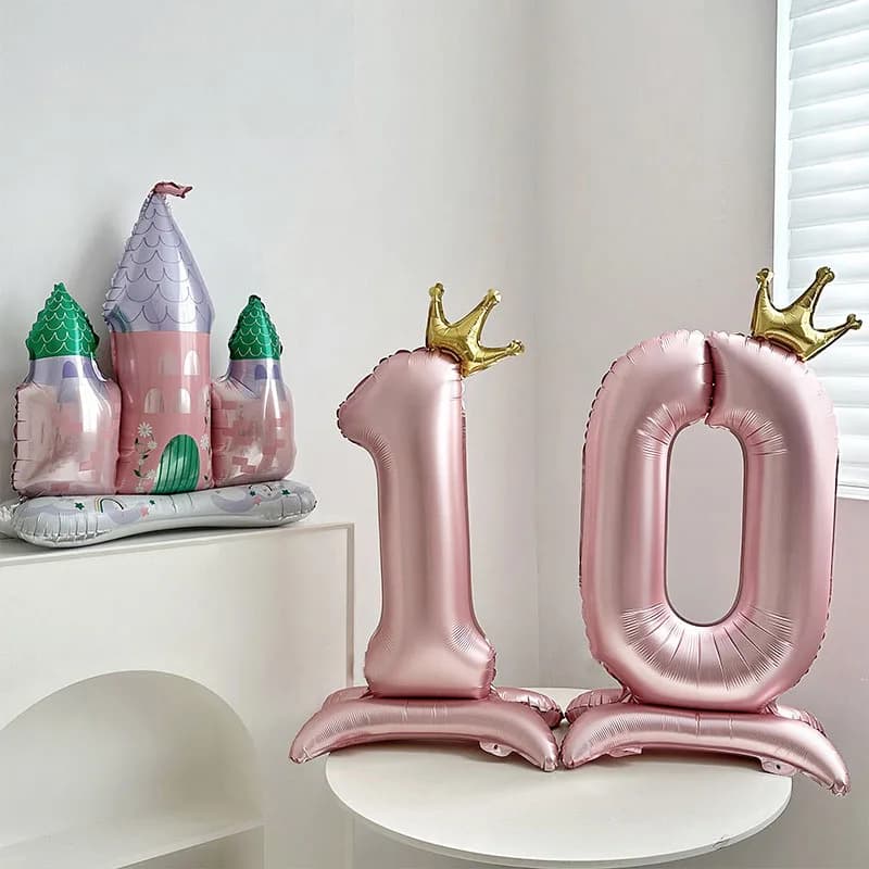 32 Inch Standing Number Balloon With Crown