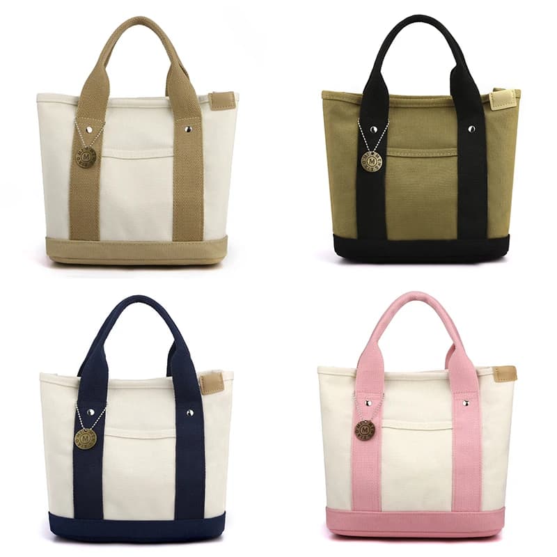 Canvas Lunch Tote Bag with Multiple Compartments
