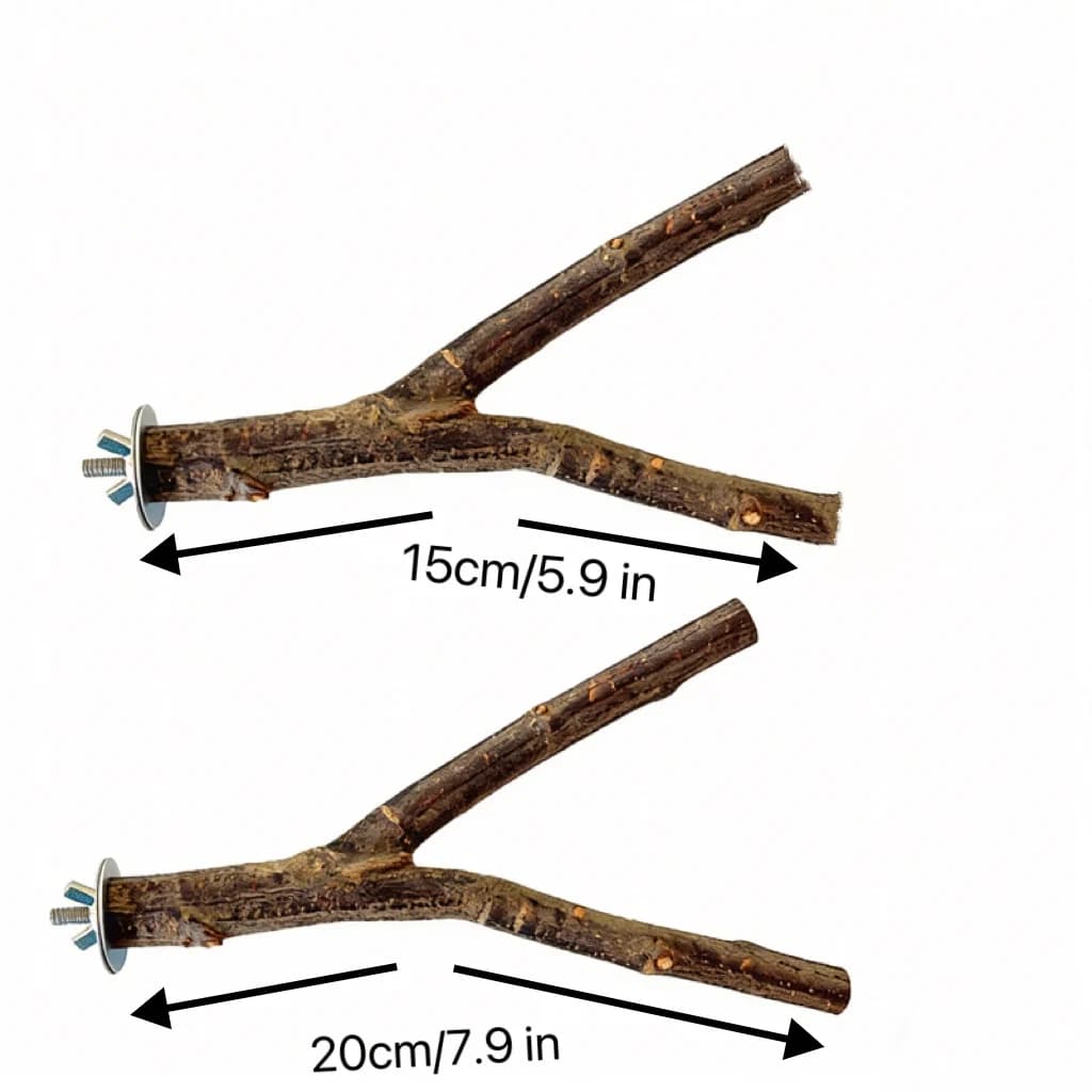 Natural Wood Forked Bird Perch Stand