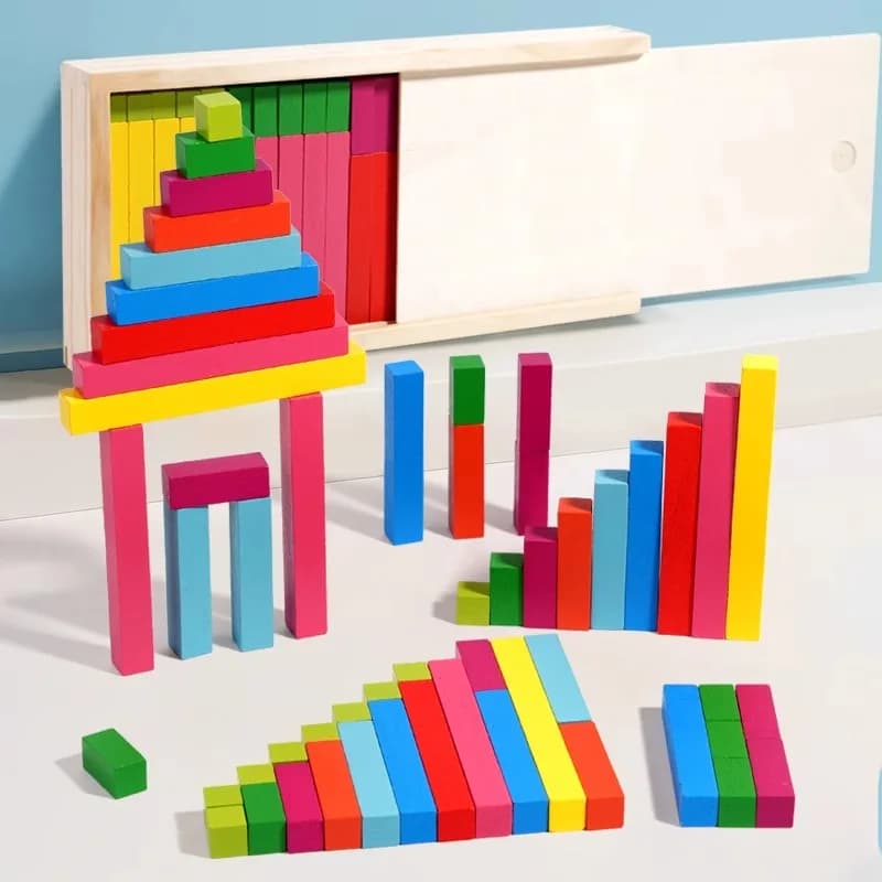 Wooden Colored Counting Sticks With Storage Box