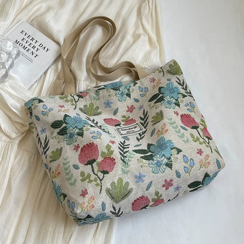 Women's Canvas Tote Bag with Zipper