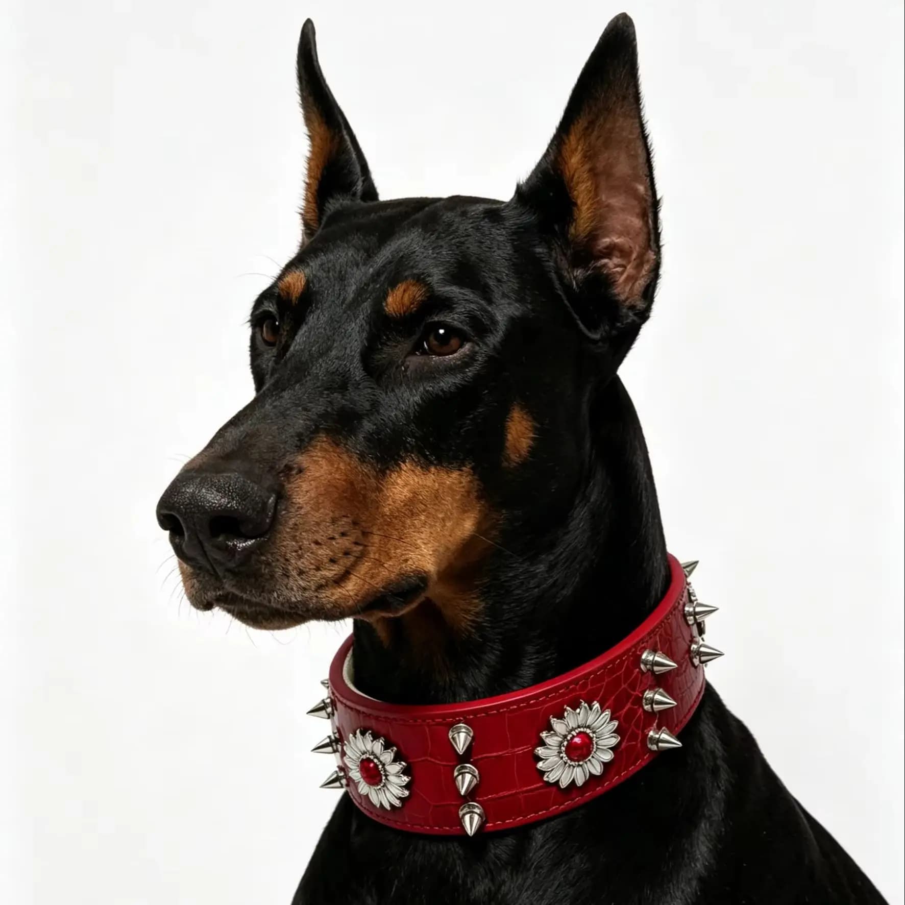 1 piece of dog collar with rivets, red, fashionable, cool, street punk style, suitable for daily outings and play
