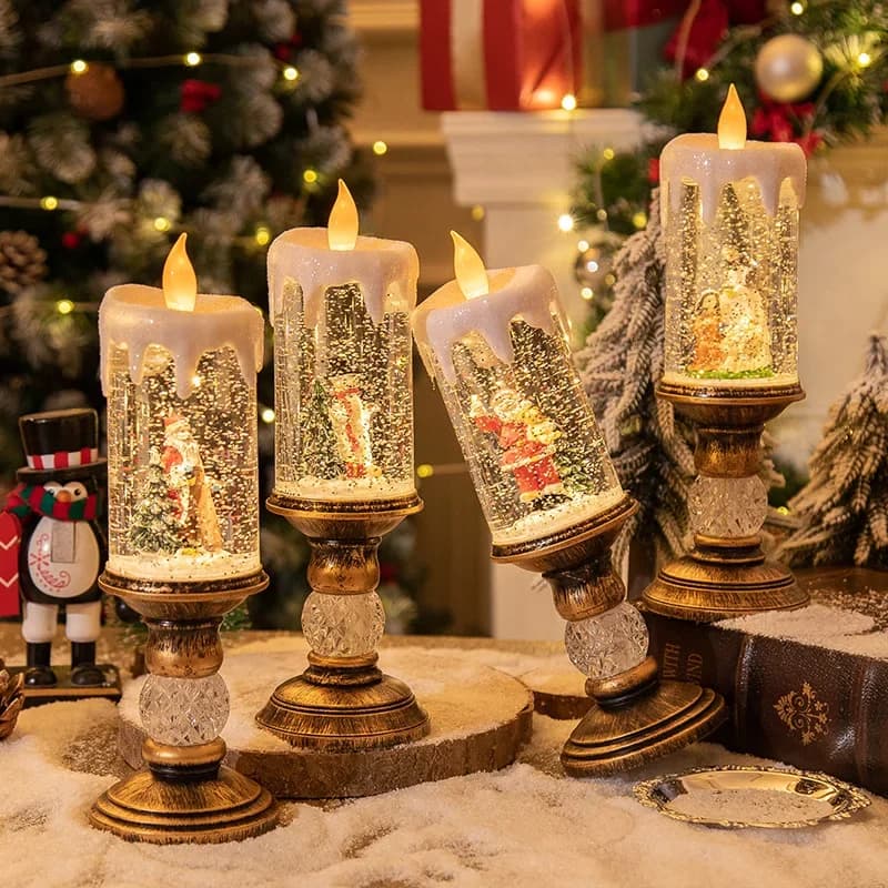Christmas Crystal Snow Light Candle with Music