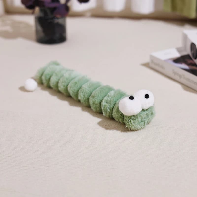 Cat Plush Chew Toy Plush Cushion Caterpillar Catnip Companionship Kitten Toy Cat Teaser Stick Interactive Cat Toy Supplies