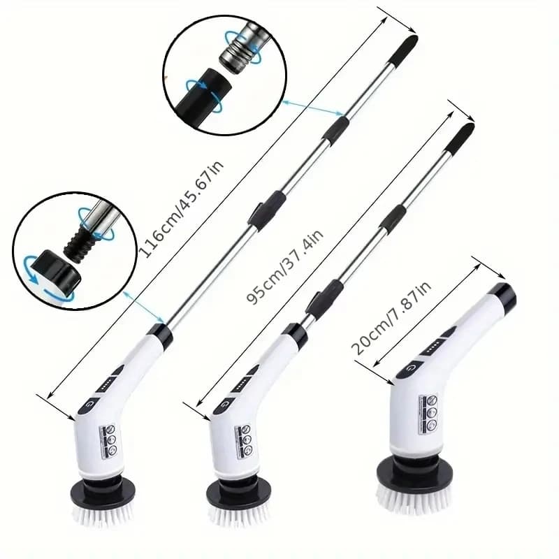 1 Set, Electric Cleaning Brush, Wireless Electric Rotating Scrubber, 7 Brush Heads and Adjustable Extension Handle, Bathroom Cleaning Brush, Household Cleaning Tools