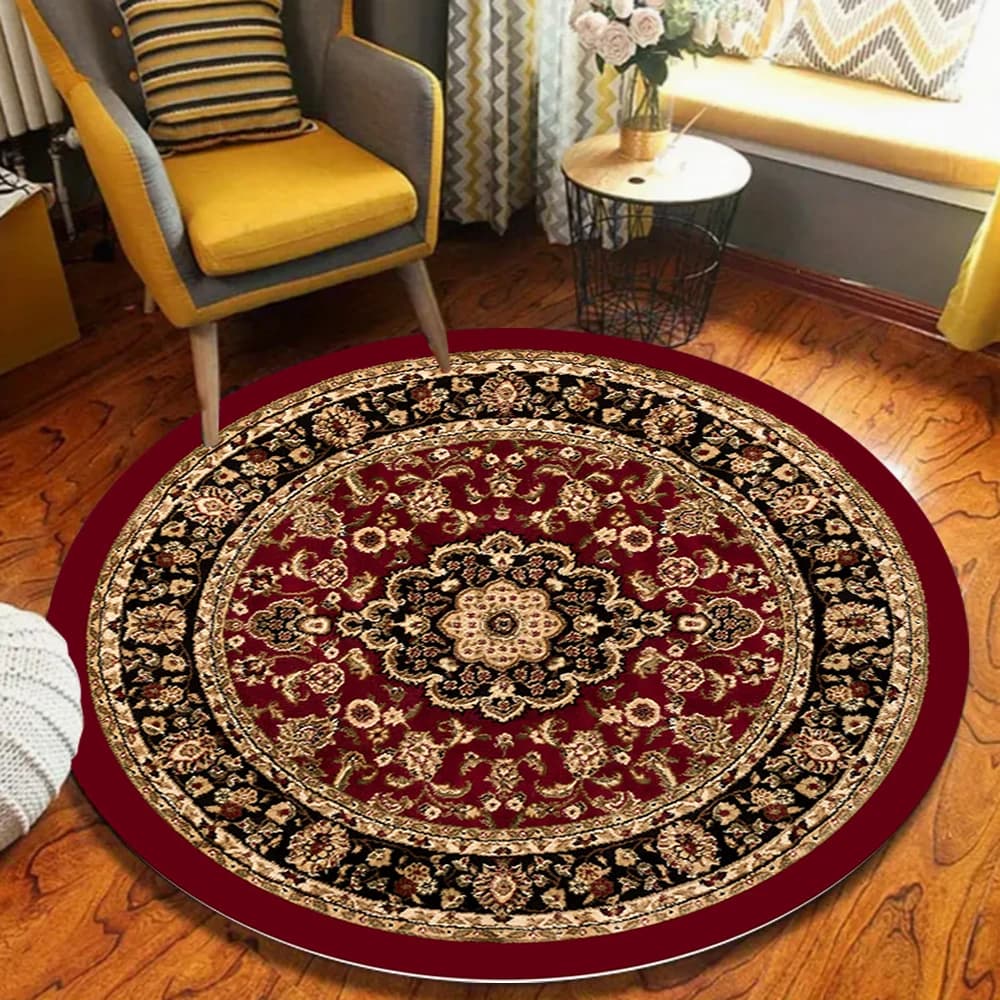 Vintage Persian Pattern Round Area Rug