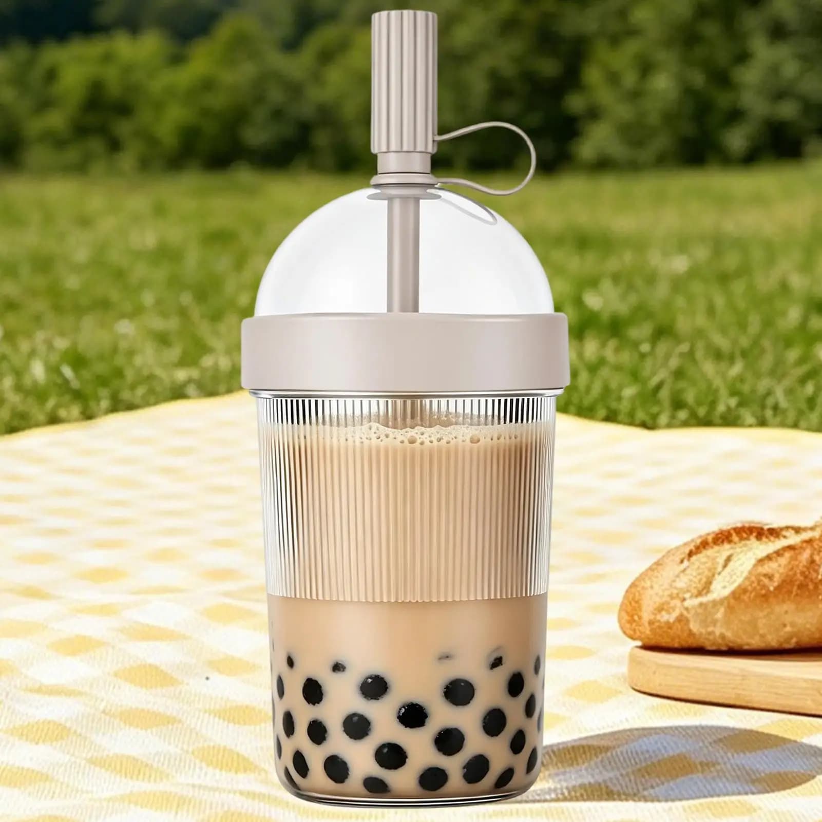 Coffee Cup With Lid Reusable 17oz Drink Mug With Lids Cold Drink Tumbler Transparent Straw Cup Tea Milk Mug For Home Office Gym