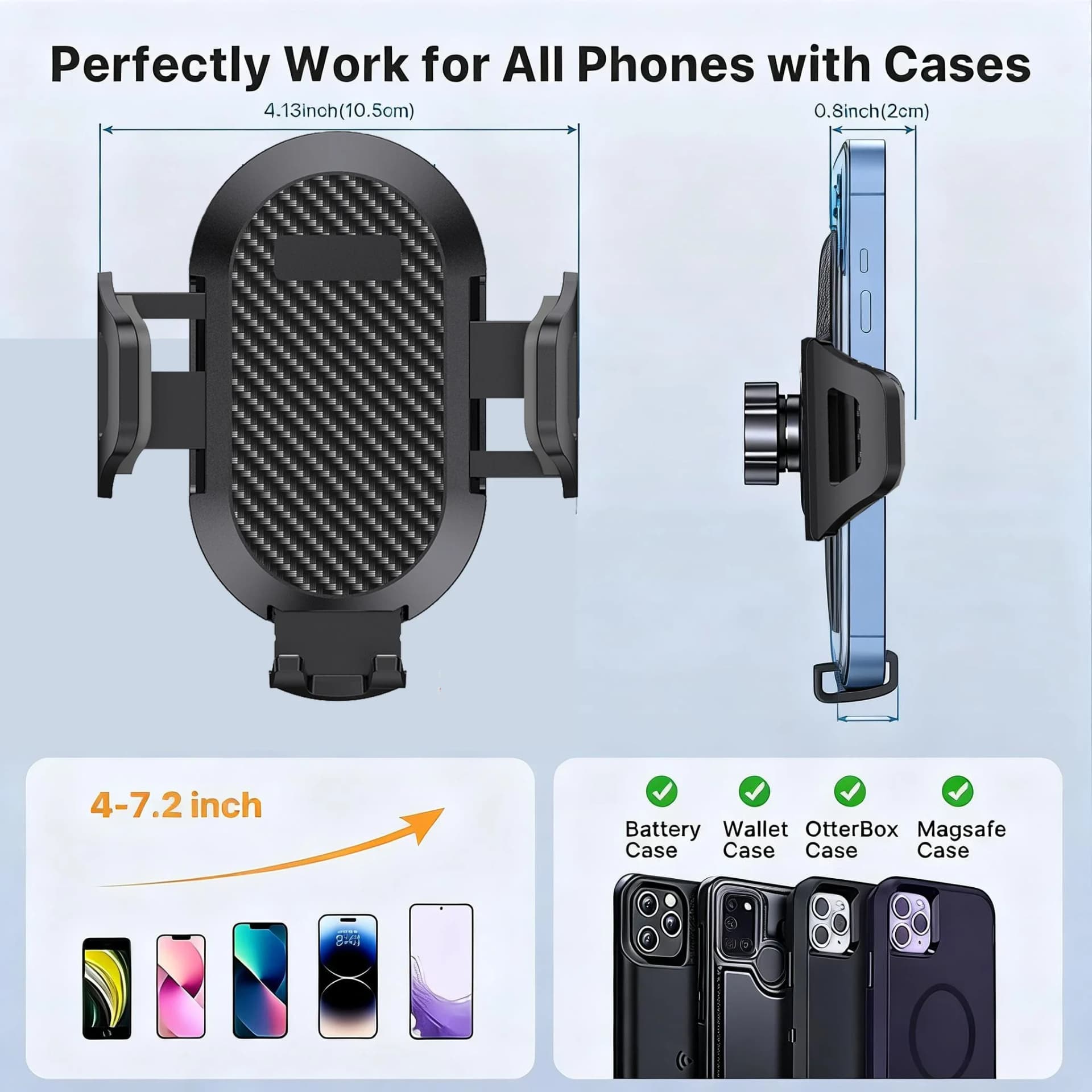Car Phone Mount (with Metal Hook Clip) Air Vent Phone Holder Universal Car Mount, Compatible with Garmin GPS, iPhone, Android