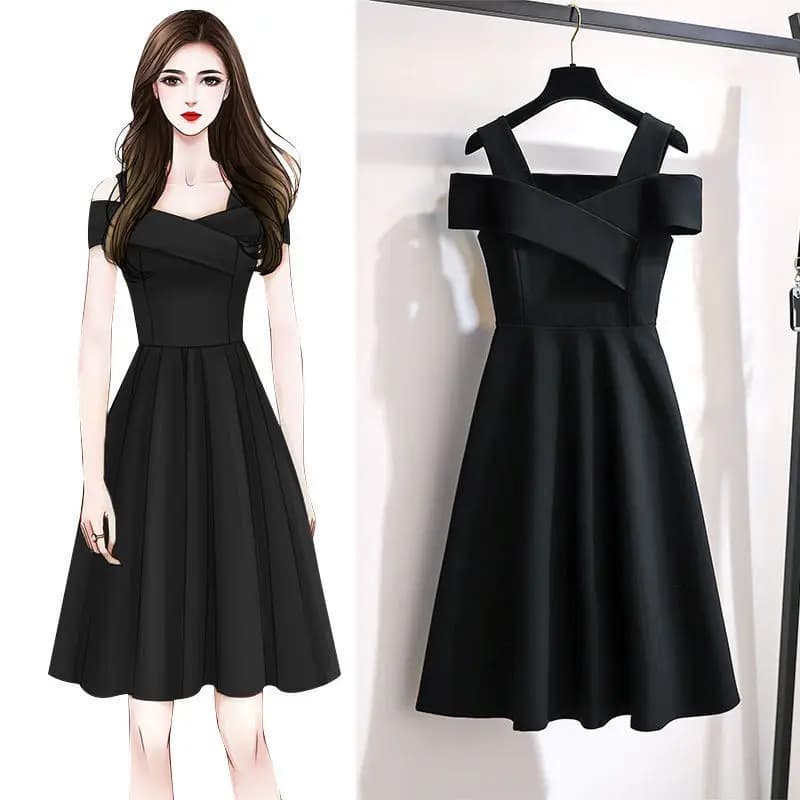 Women Dresses 2025 new fashion off shoulder look slim cinched waist knee-length dress women's clothing vestidoes
