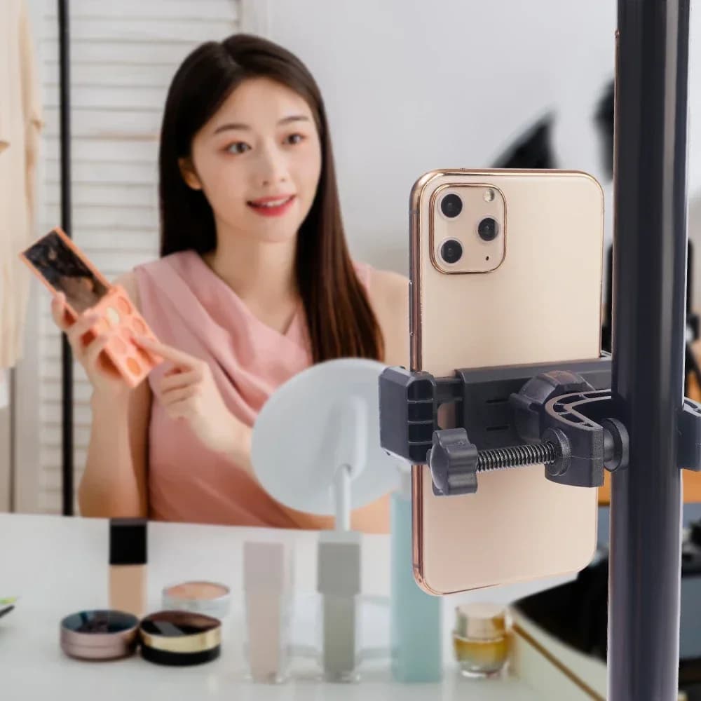 Tripod Phone Bracket Universal Clip-on CellPhone Holder Webcast Fixed Clip Accessories for iPhone Samsung Xiaomi