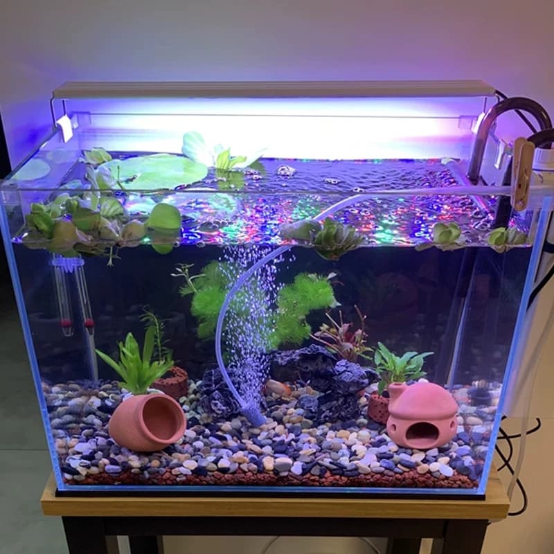 Aquarium LED Fish Tank Light, 3 Color Full Spectrum Adjustable Water Plant Lamp, Telescopic Clip-On Light for 18-75cm Aquariums