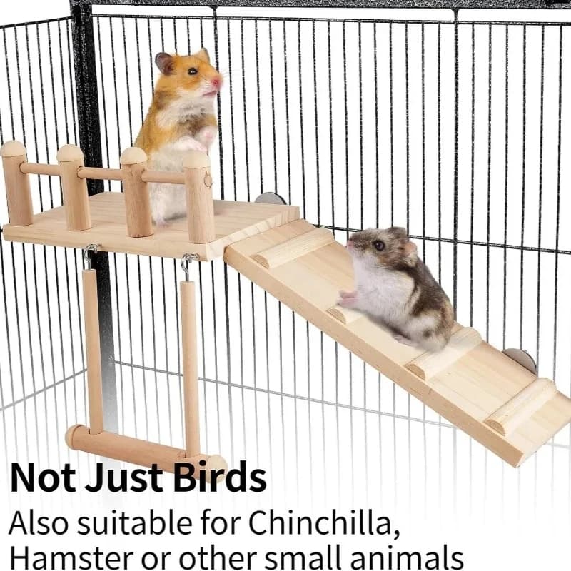 Wooden Bird Platform Swing and Climbing Ladder
