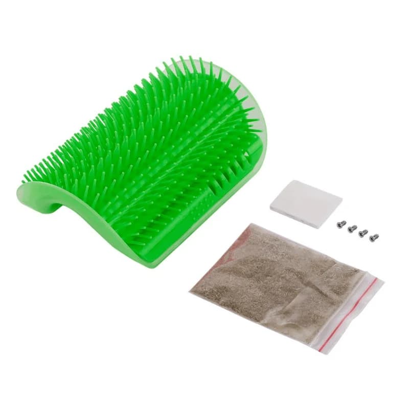 Pet cat scratcher and fur brush with wall corner toy for entertainment  a must-have for hair removal and itching