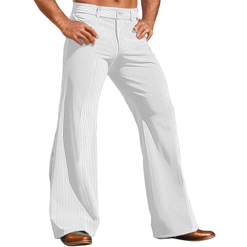 Men's Solid Corduroy Flared Dress Pants