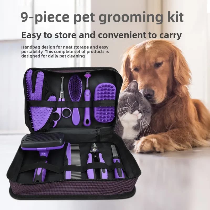 Dog Cat Grooming Kit 9-In-1 Tool Set