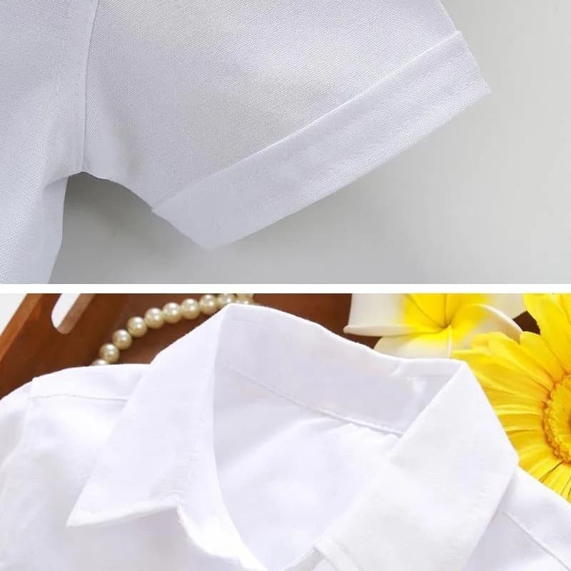 White Cotton Polo Shirt for Boys