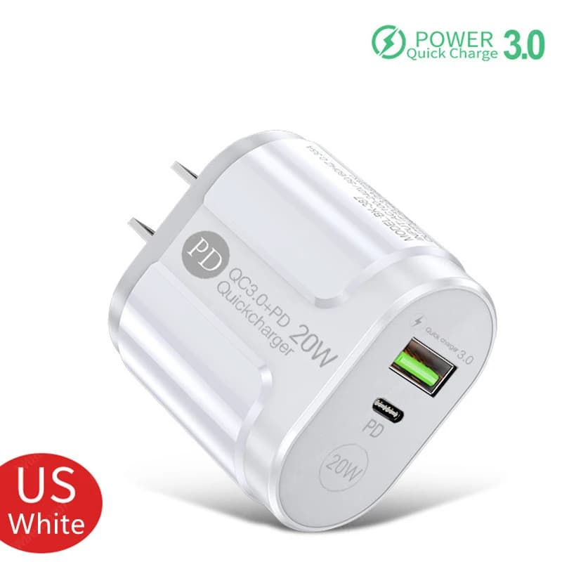 Phone Charger 20W Fast Charging PD USB Type C Charger Quick Charger 3.0 EU/US Plug Wall Charger For Iphone Samsung Xiaomi Huawei