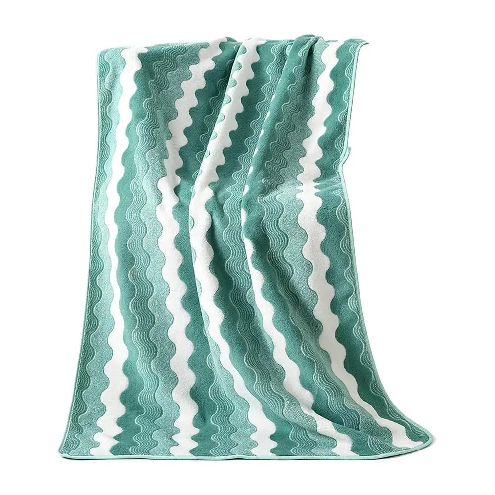 Coral Fleece Bath Towel Wave Stripe