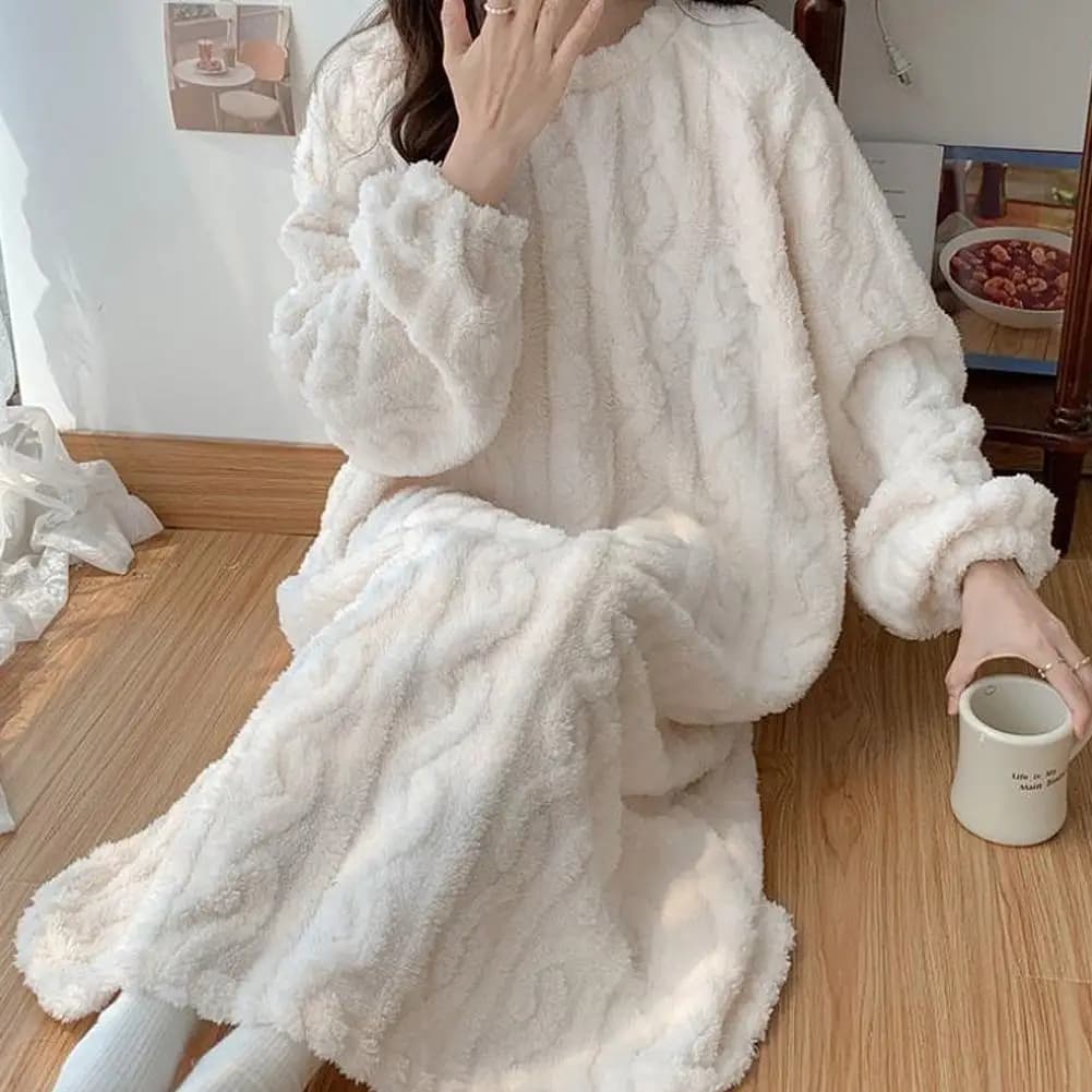 Women's Coral Velvet Winter Nightgown