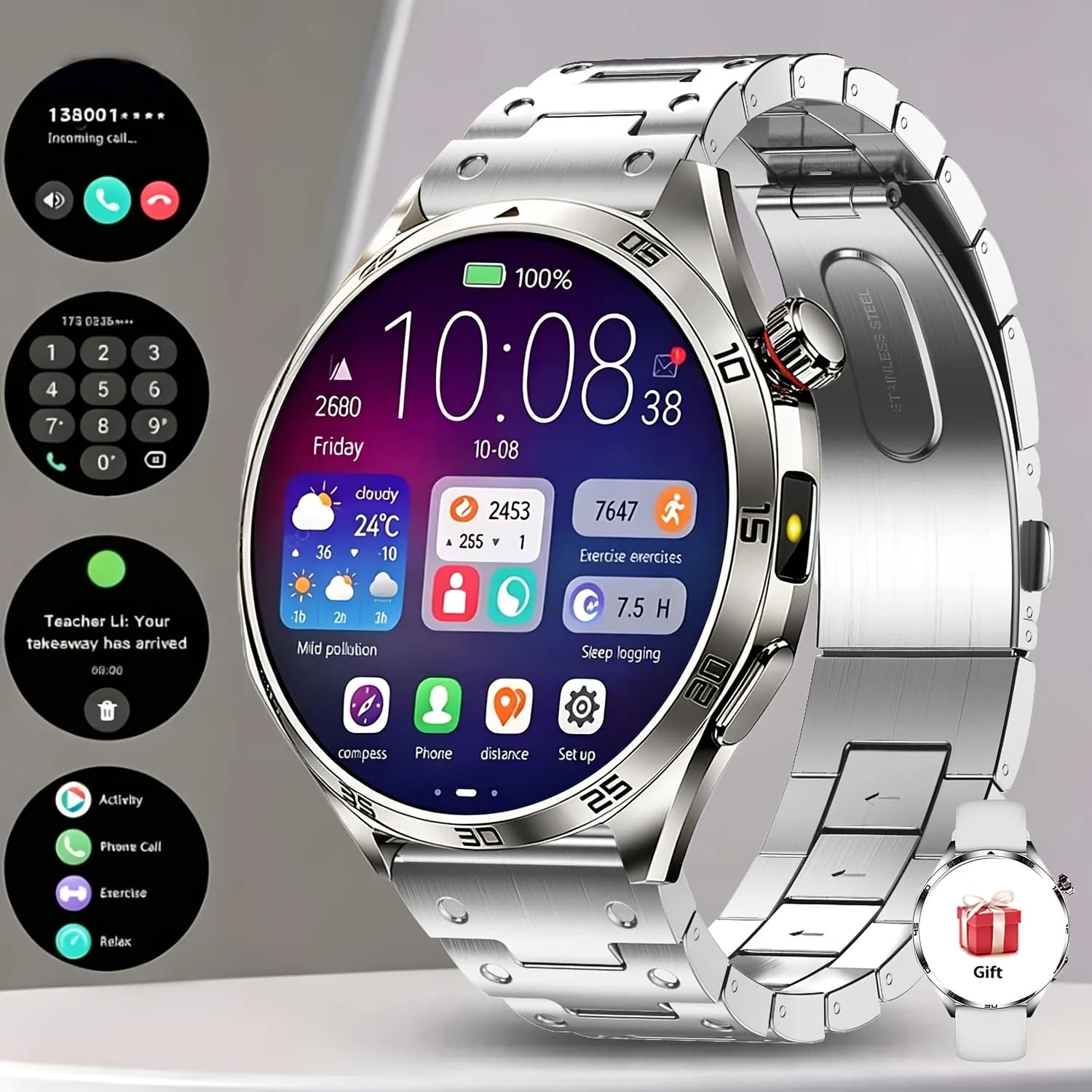 Latest Smartwatch Model, Premium Quality, with a 1.5-inch Touchscreen and Stylish Polka-dot Strap. Features Multiple Functions