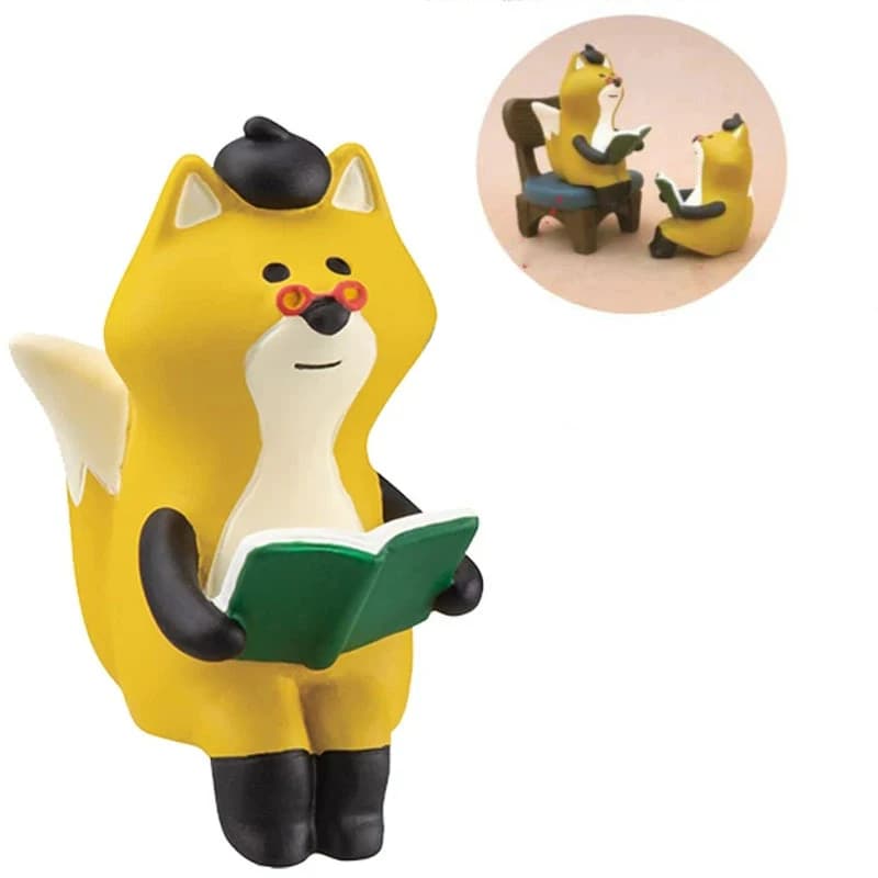 Cat And Fox Curator Fairy Tale Series Family Study Creative Small Ornaments Cartoon Toys Enlightenment Education Home Decoration
