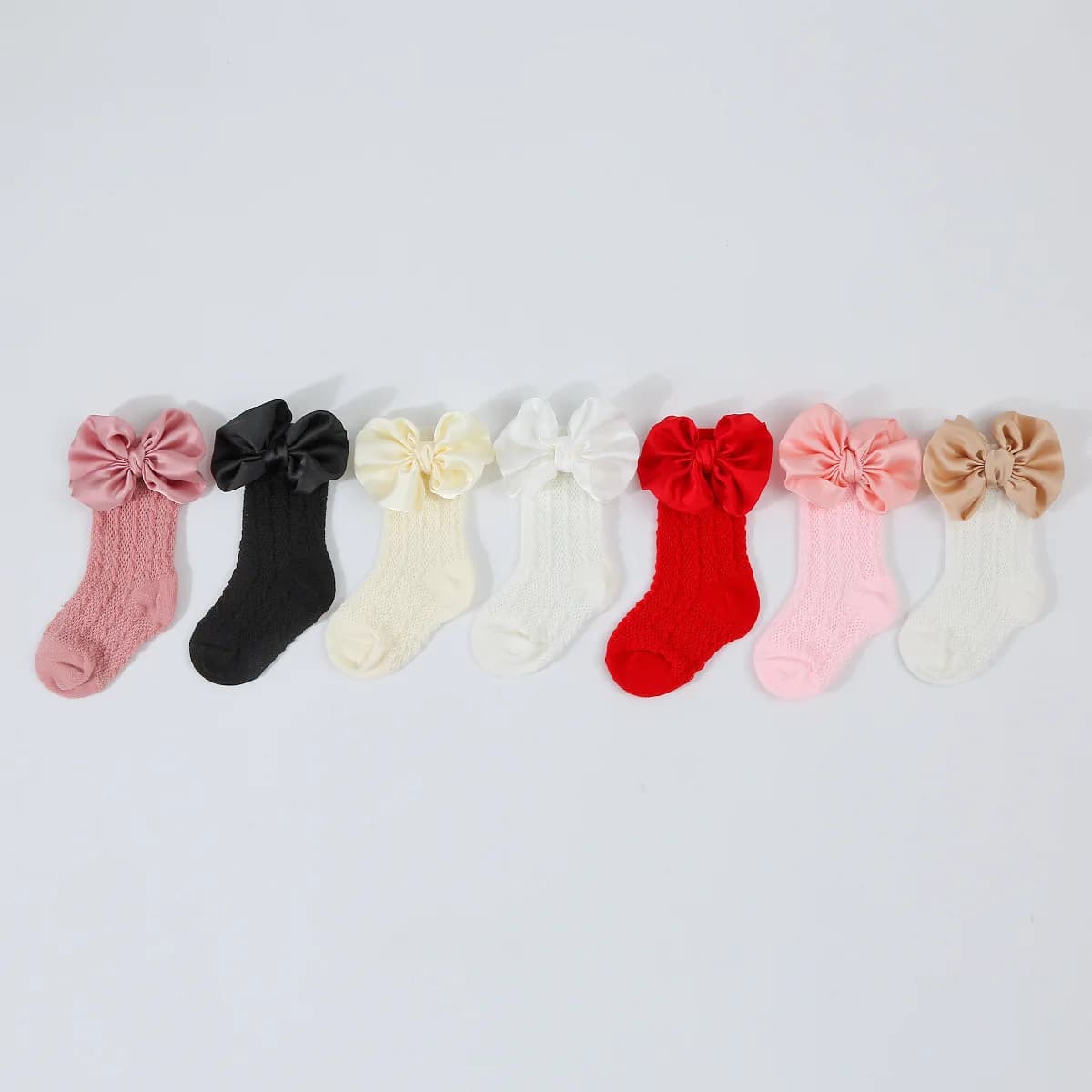 Newborn Bowknot Headband and Hollow Knit Socks Set