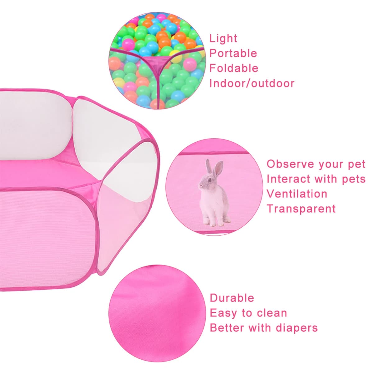 Pet Playpen Outdoor Foldable Transparent Exercise Fence