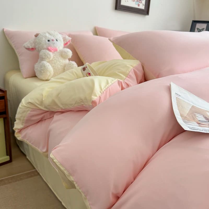 Cotton Bed Linen Set with Duvet Cover and Pillowcases