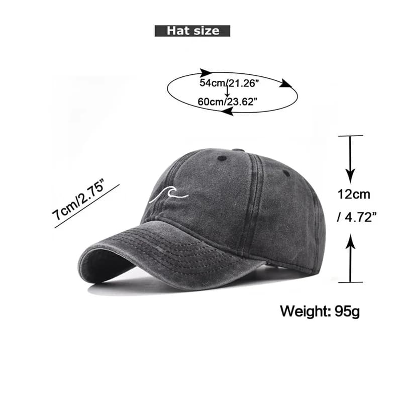 Wave Ripple Embroidery Cotton Baseball Cap