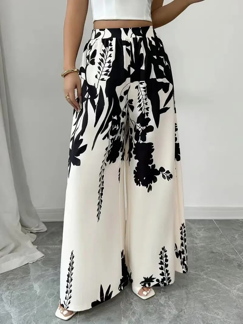 Black and White Floral Long Sleeve Ruffled A-Line Dress