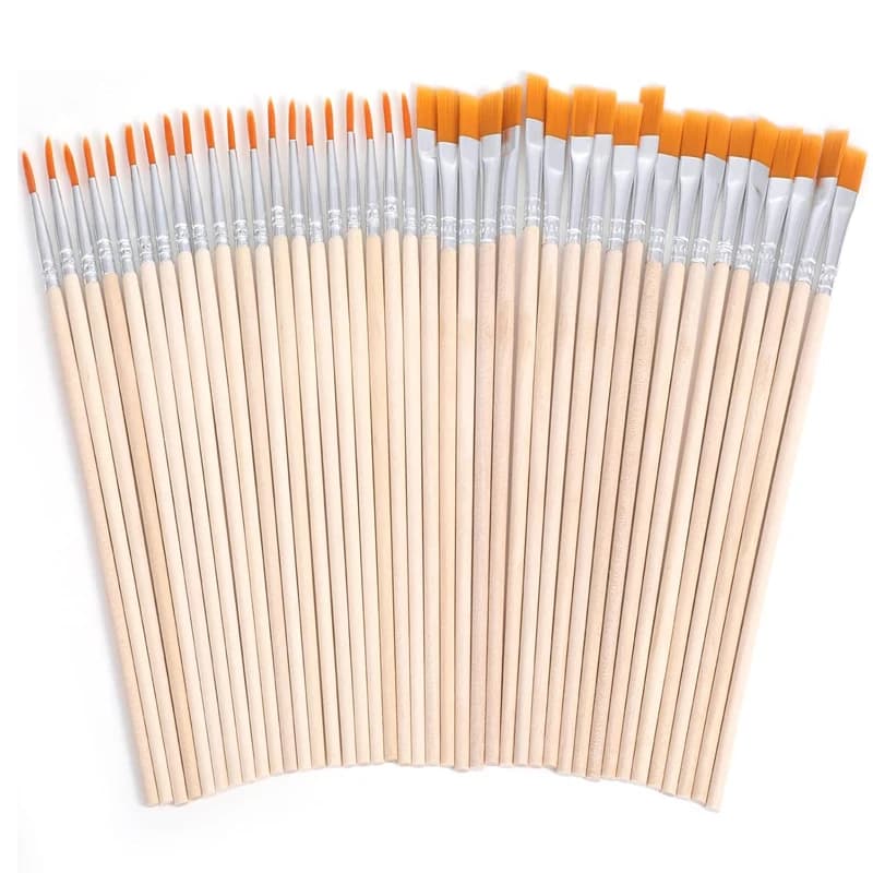 Paint Brush Bulk Set 40 Pcs Flat and Tip