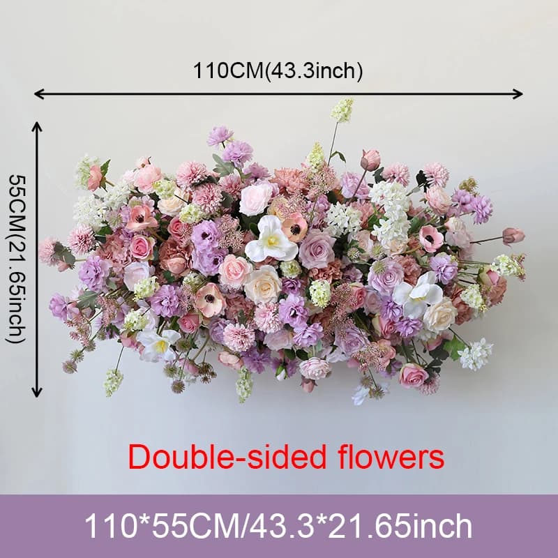 Wedding Decor Table Runner Purple Rose Dahlia Flower Row Strips Suspended Ceiling Floral Arrangement Event Window Display Props