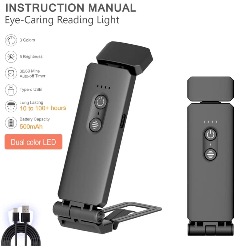 Clip-on LED Reading Light USB Rechargeable