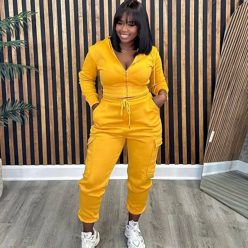 Women's Hooded Bomber Tracksuit with Cargo Joggers