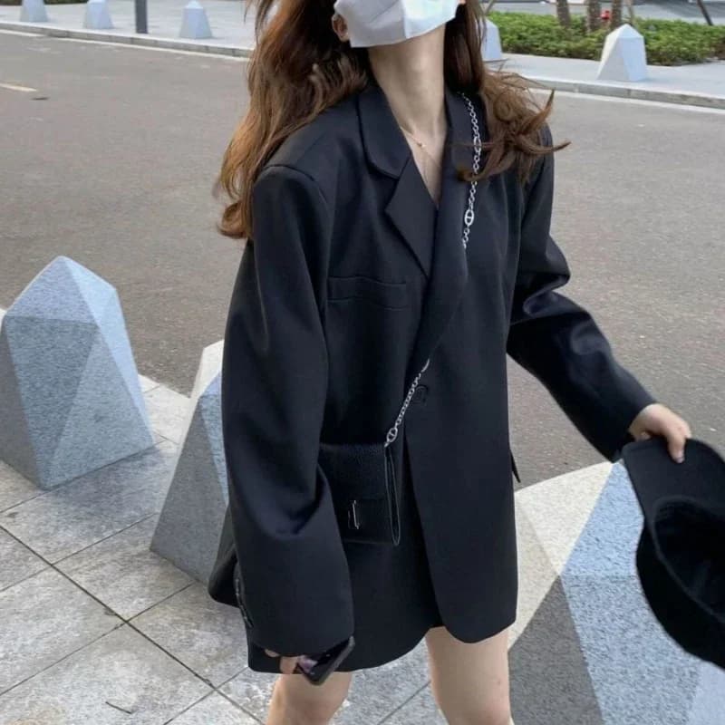 Black Oversized Blazer Jacket for Women