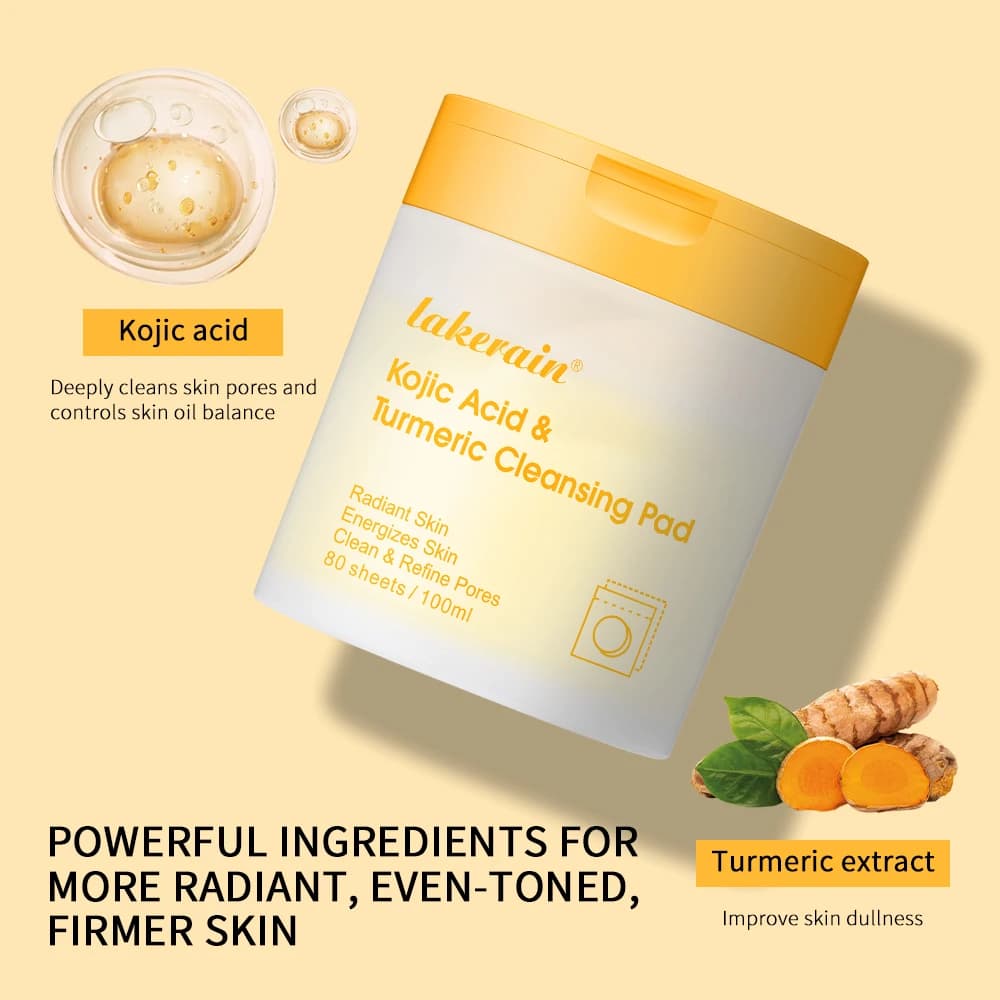Kojic Acid And Turmeric Cleansing Pad Exfoliate Lighten Acne Scars Unclog Pores Turmeric Cleansing Pad Dark Spots With  Glycerol