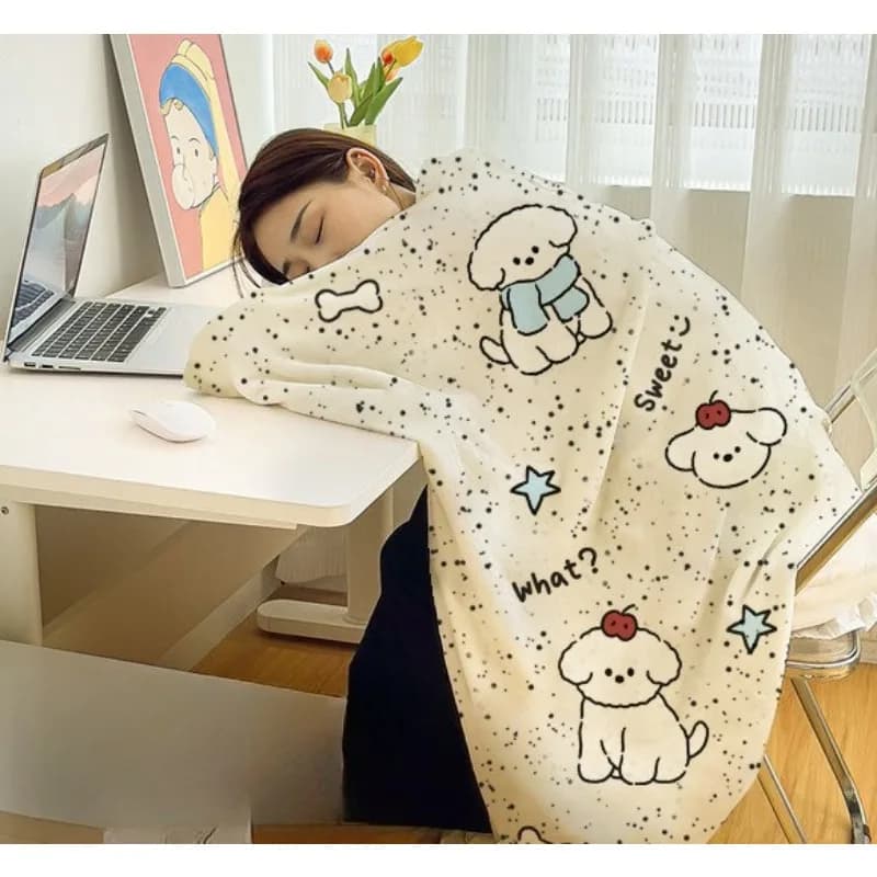 Cute Pet Print Flannel Throw Blanket