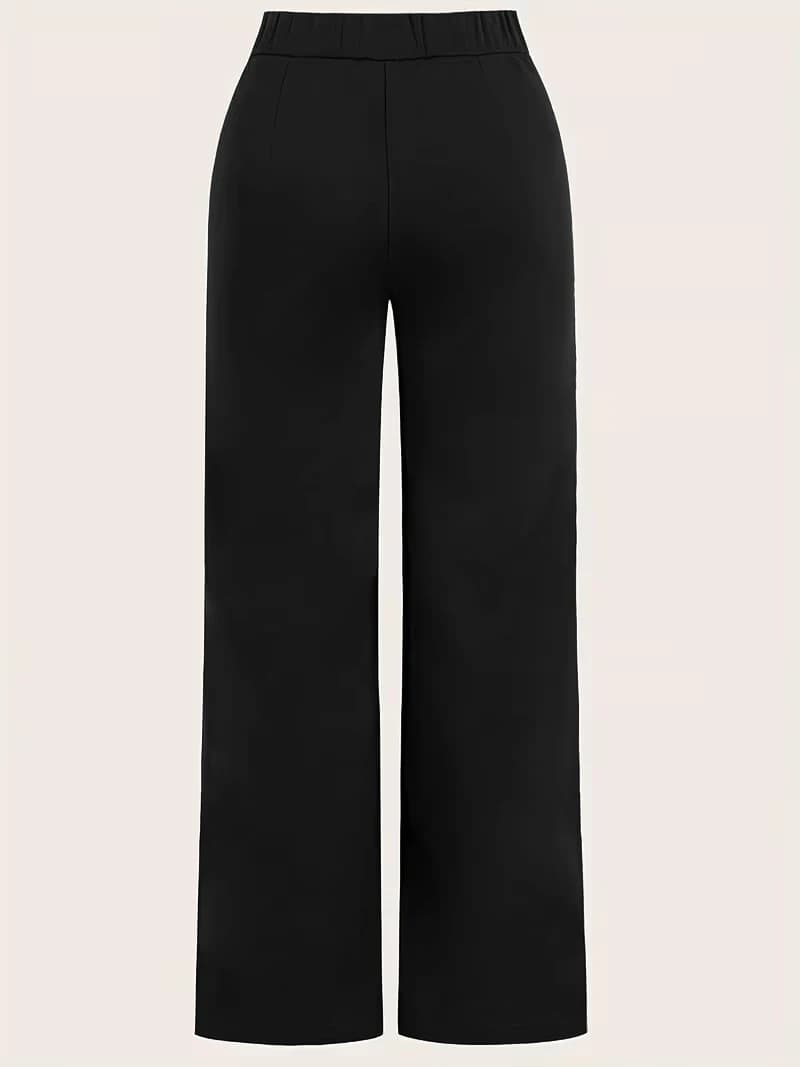 Women's Black High-Waist Straight Suit Pants