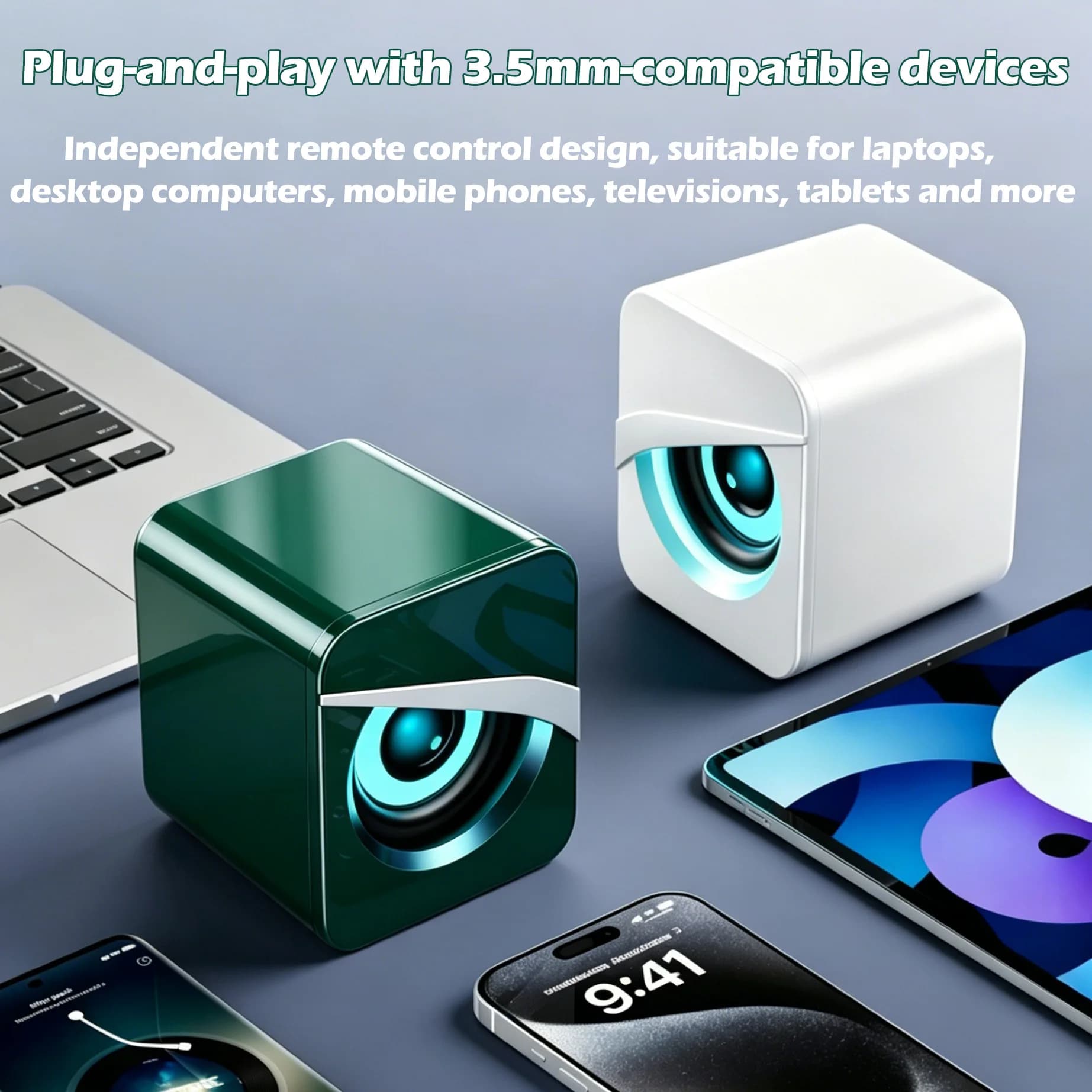 Mini Desktop Speakers with USB Power and LED Effects