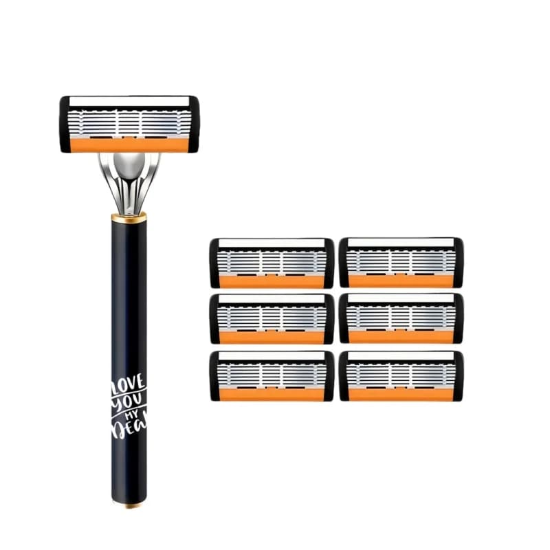 6-Blade Manual Razor with Non-Slip Grip