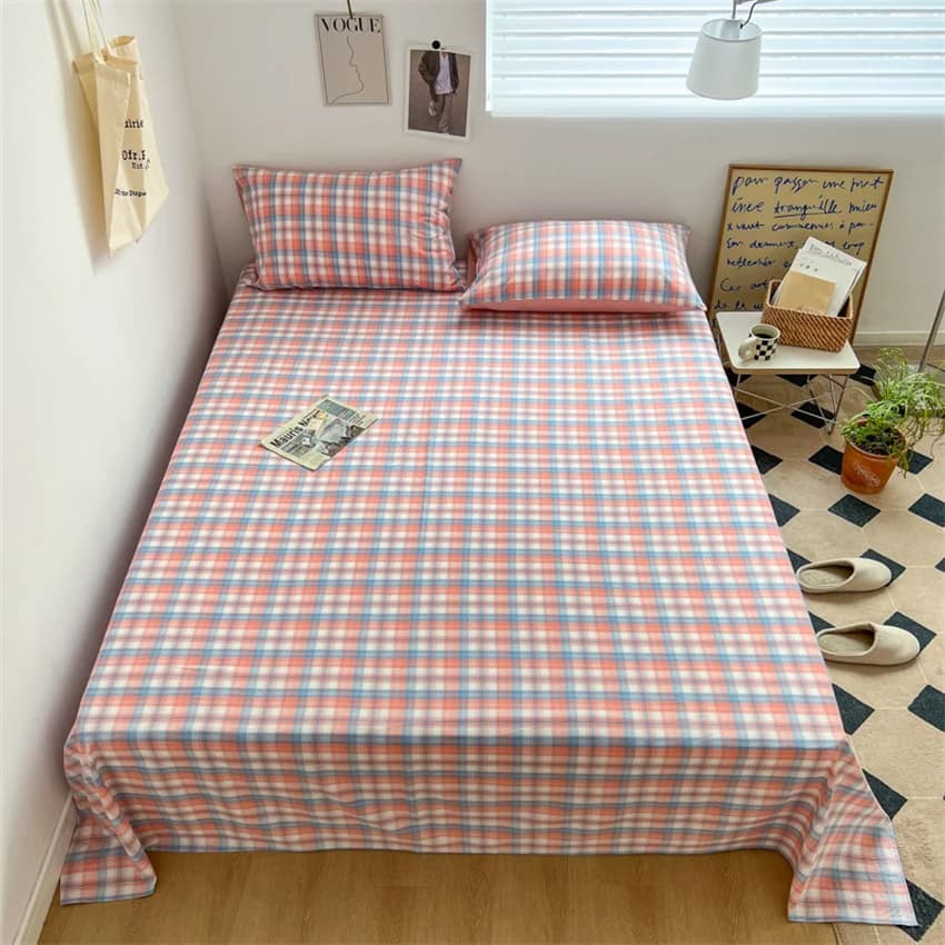 Pure Cotton Flat Sheet Nordic Grid Pattern