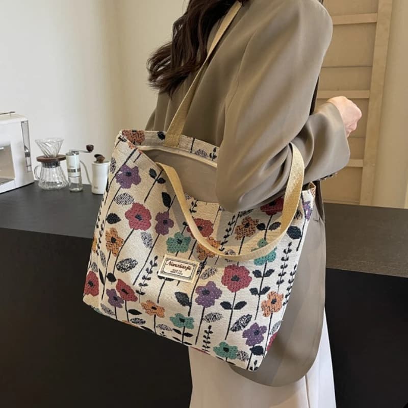 Women's Canvas Tote Bag with Zipper