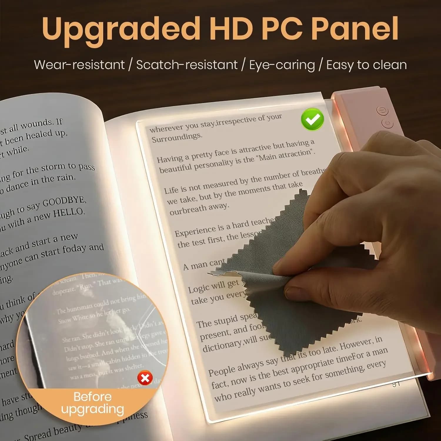 Rechargeable Book Light with Dimmable LED Panel