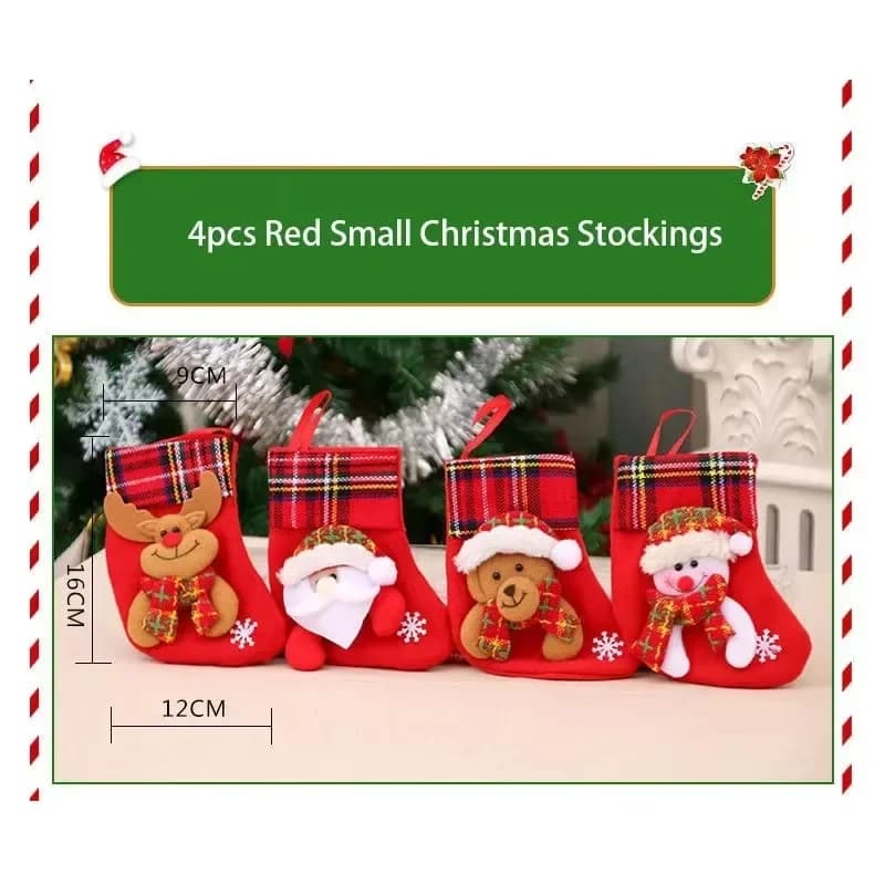 Christmas Stockings Santa Snowman Ornaments