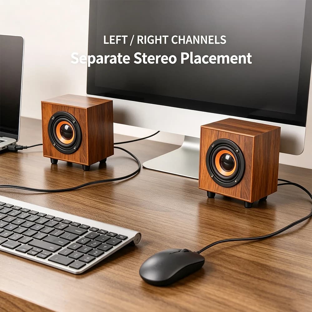 Walnut Wood Desktop Stereo Speaker