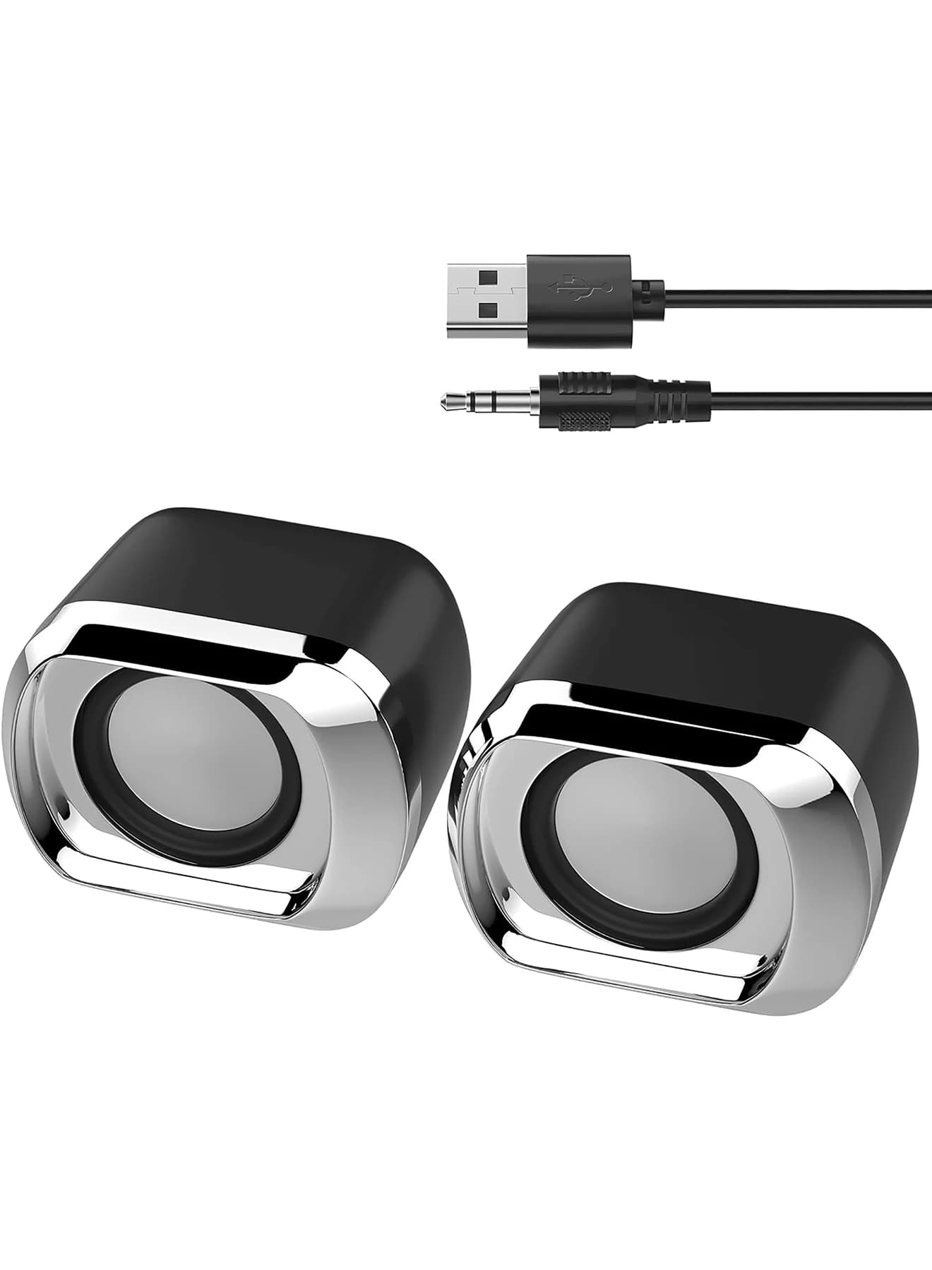 Compact Dual-Drive Desktop Speaker with Volume Control