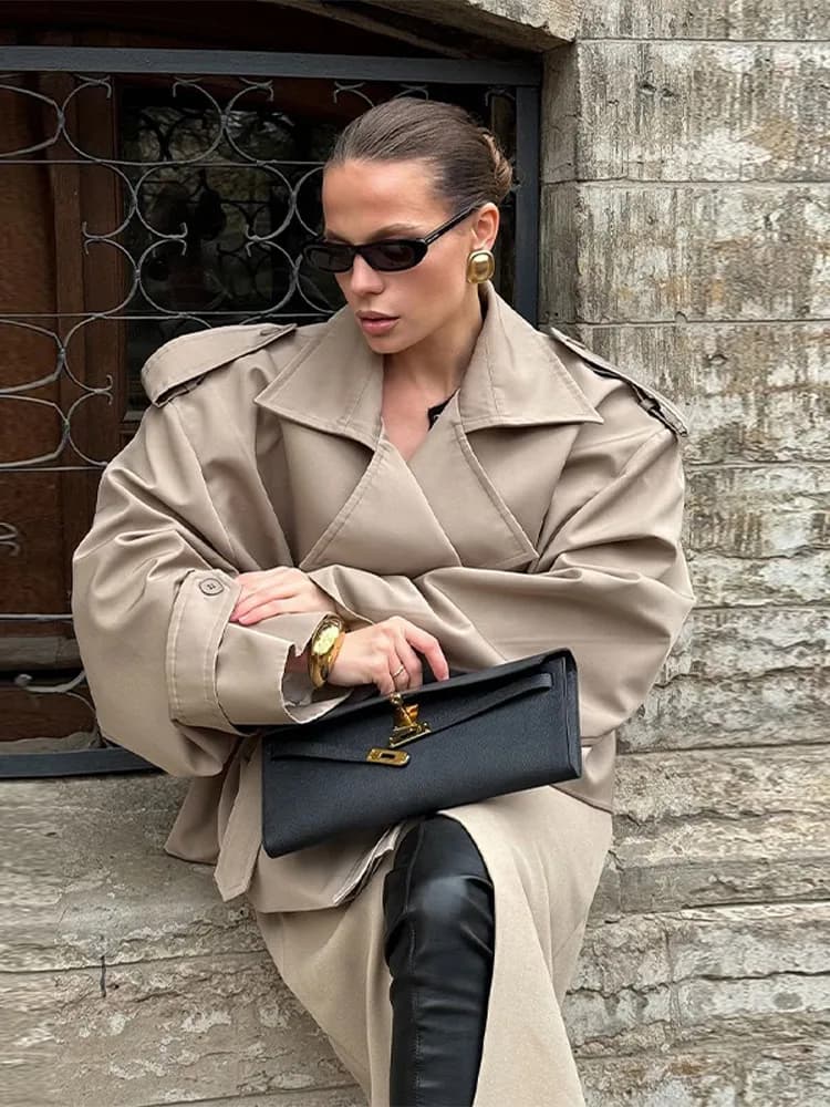 Women's Double Breasted Casual Blazer Jacket