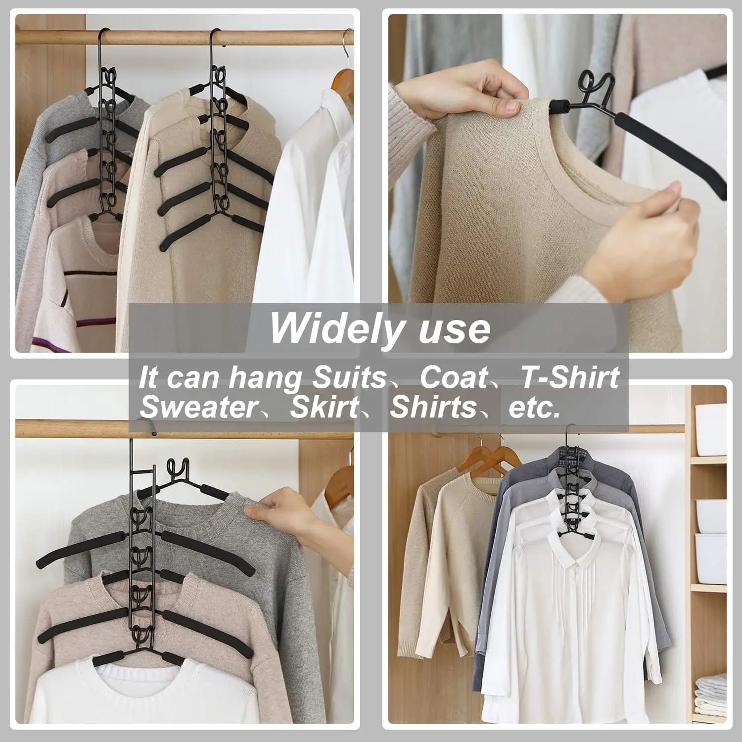 Multi-Tier Hanging Closet Organizer with Hooks