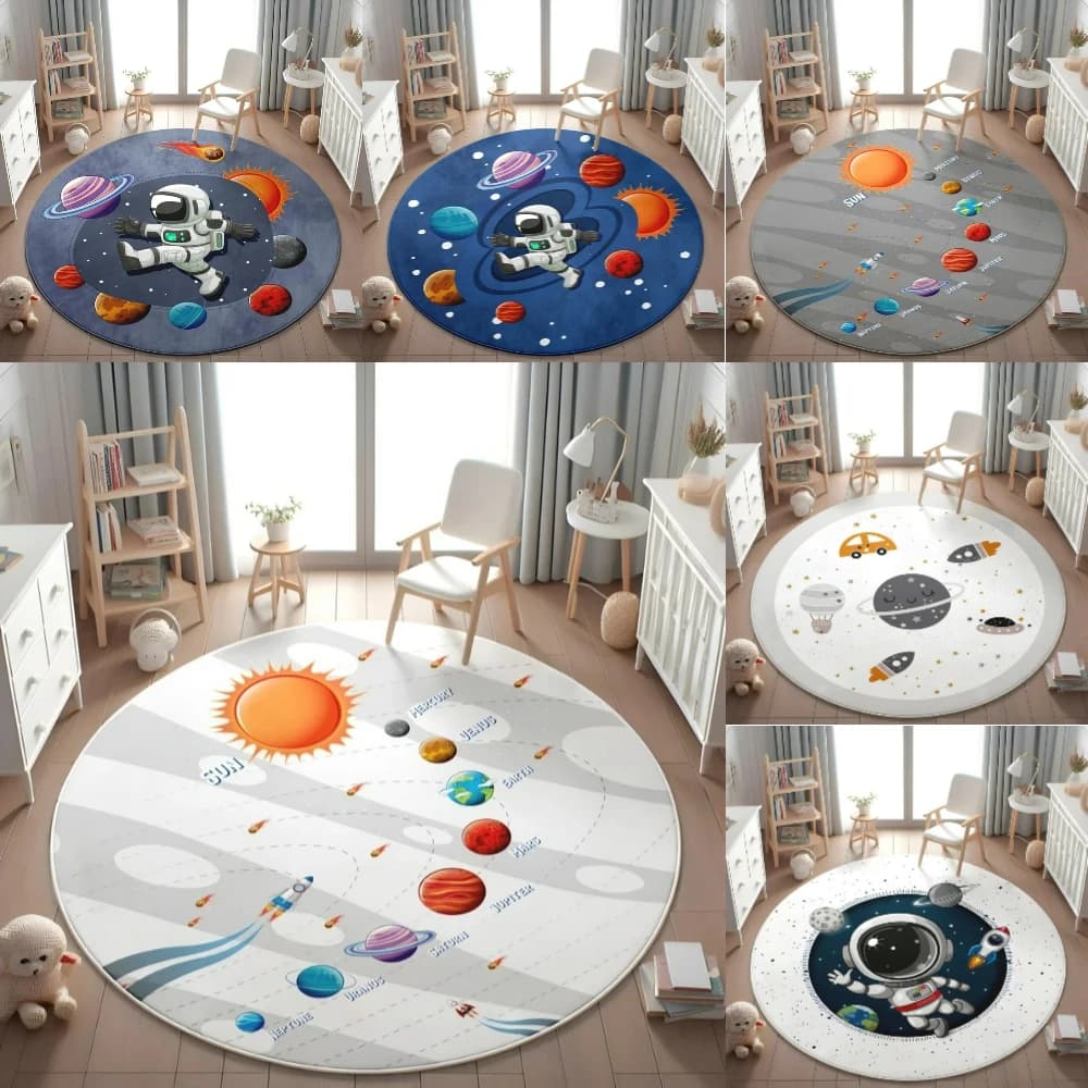 Planets Astronauts Round Play Mat