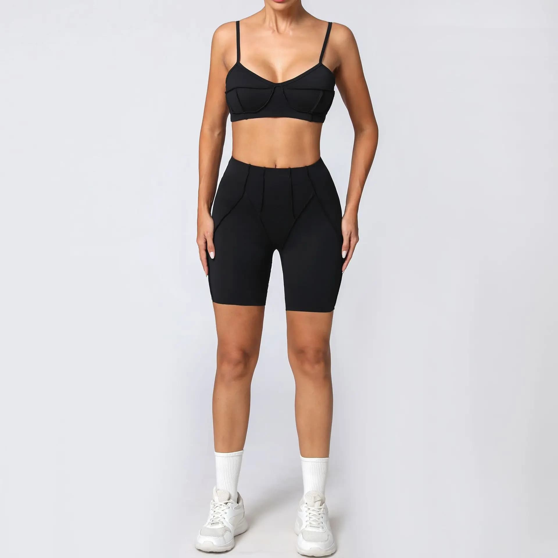 High Waist Leggings and Open Back Sports Bra Set